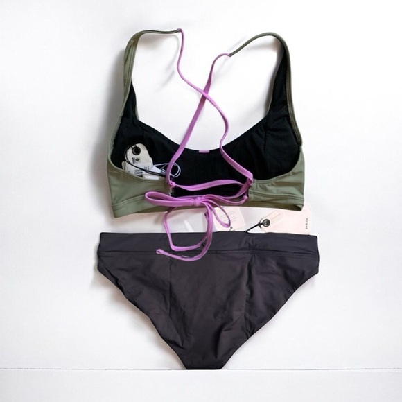 🌻NEW w/tag Prana Size Medium Tulum Bikini Top + Black Summer Wave Bottom Set (1) - Picture 2 of 15